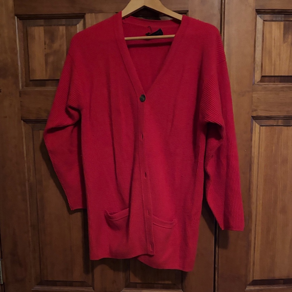 Charter Club Vivid Red Women's Cashmere Cardigan